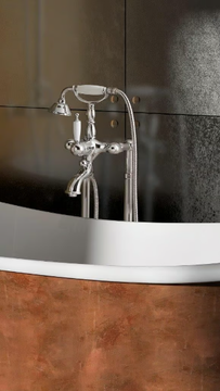 Retro freestanding bathtub faucet - Vintage style 2 hole floor standing brass bathtub mixer by Tender rain - view 3